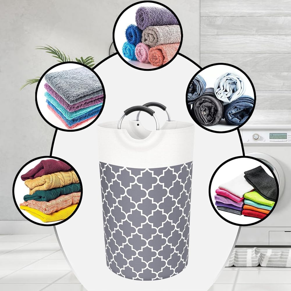 Cestas de lavandería 82L más grandes, impermeables, plegables, con asas de aluminio protegidas de espuma, para lavandería, dormitorio, familia