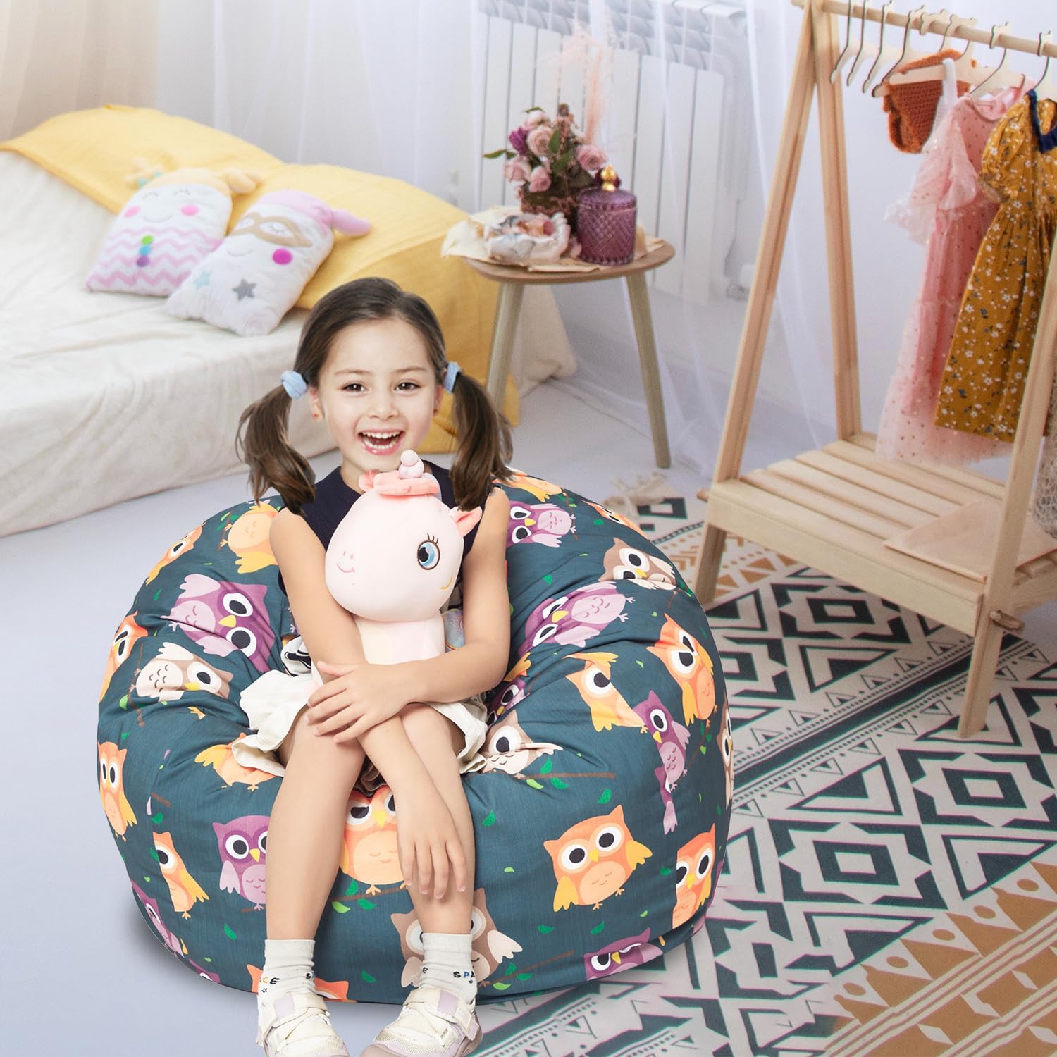 Funda para puf de almacenamiento de animales de peluche, para niños, mantas, toallas, puf (solo funda), sofá de lona con cremallera YKK, tamaño