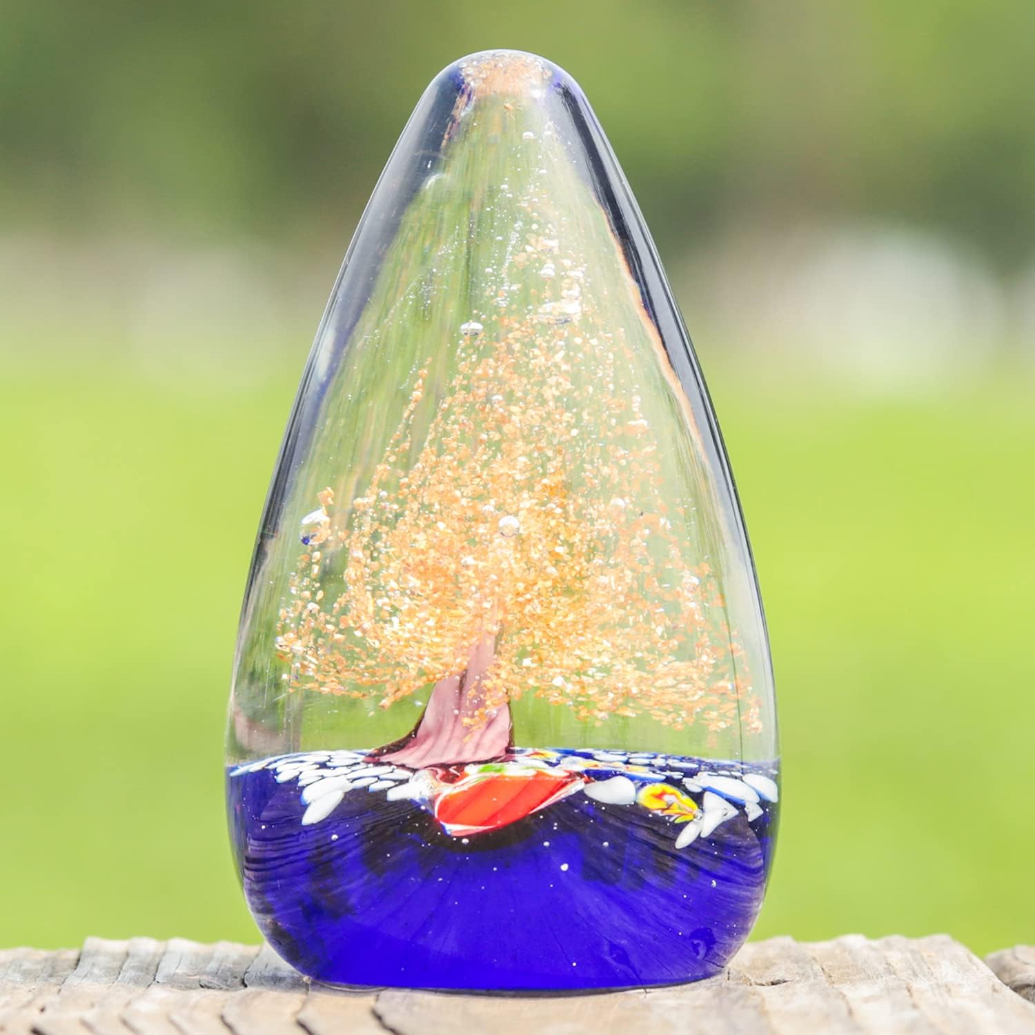 CAILIDE Regalo de cristal de arte de árbol de la suerte dorado soplado a mano para Navidad, cumpleaños, hogar, oficina, decoración, peso de papel