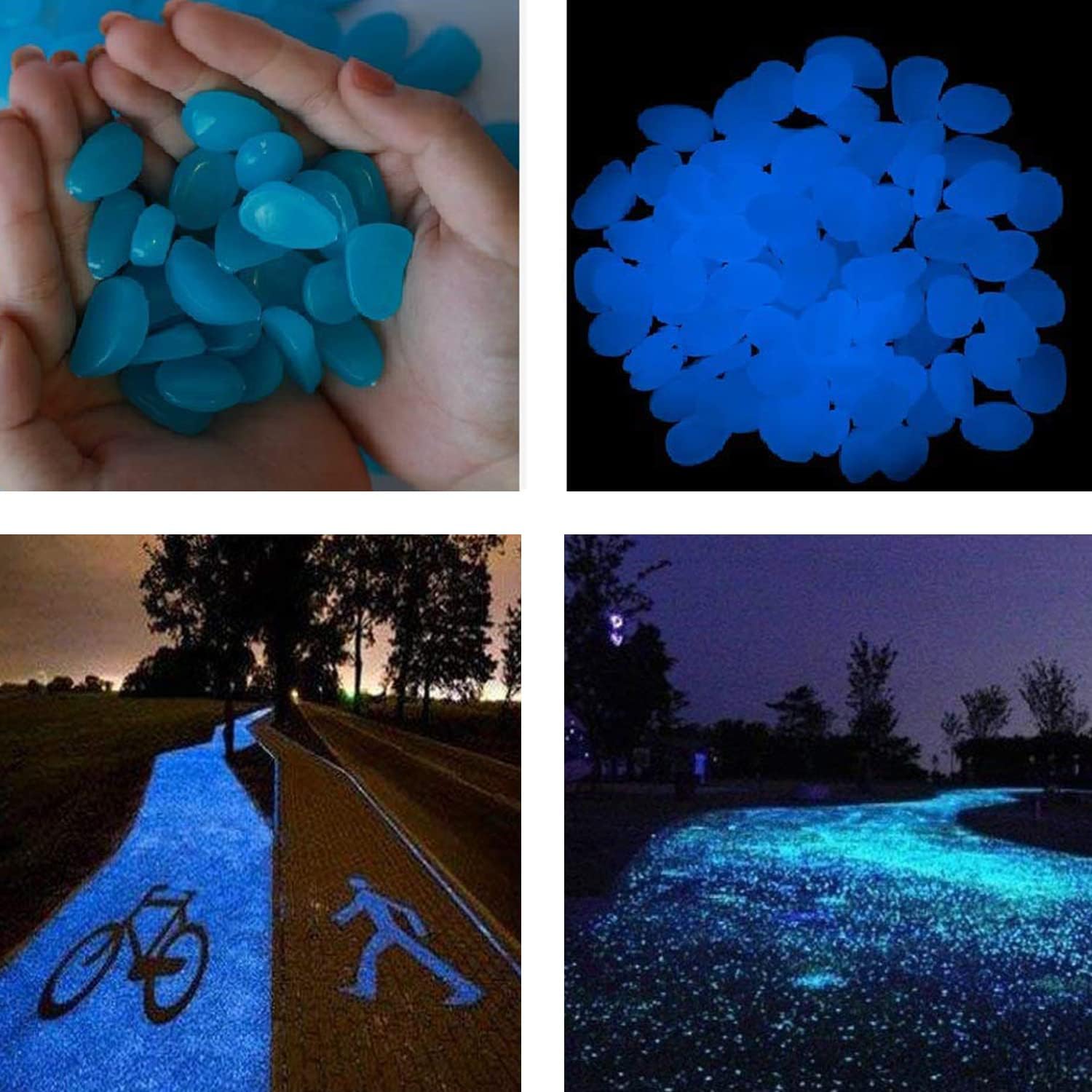520 piedras que brillan en la oscuridad, piedras de Gardon luminosas para pasarelas, patio, acuario, pecera, decoración alimentada por luz y piedras