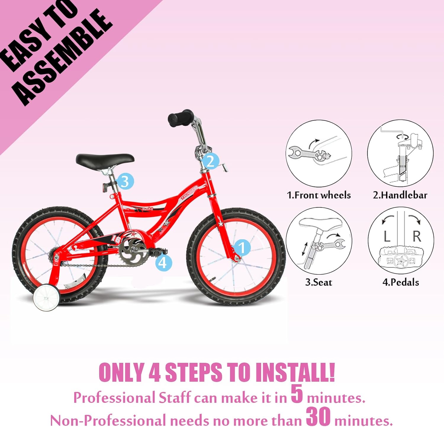Tracer Bicicleta infantil con ruedas de 16 y 20 pulgadas para niños y niñas