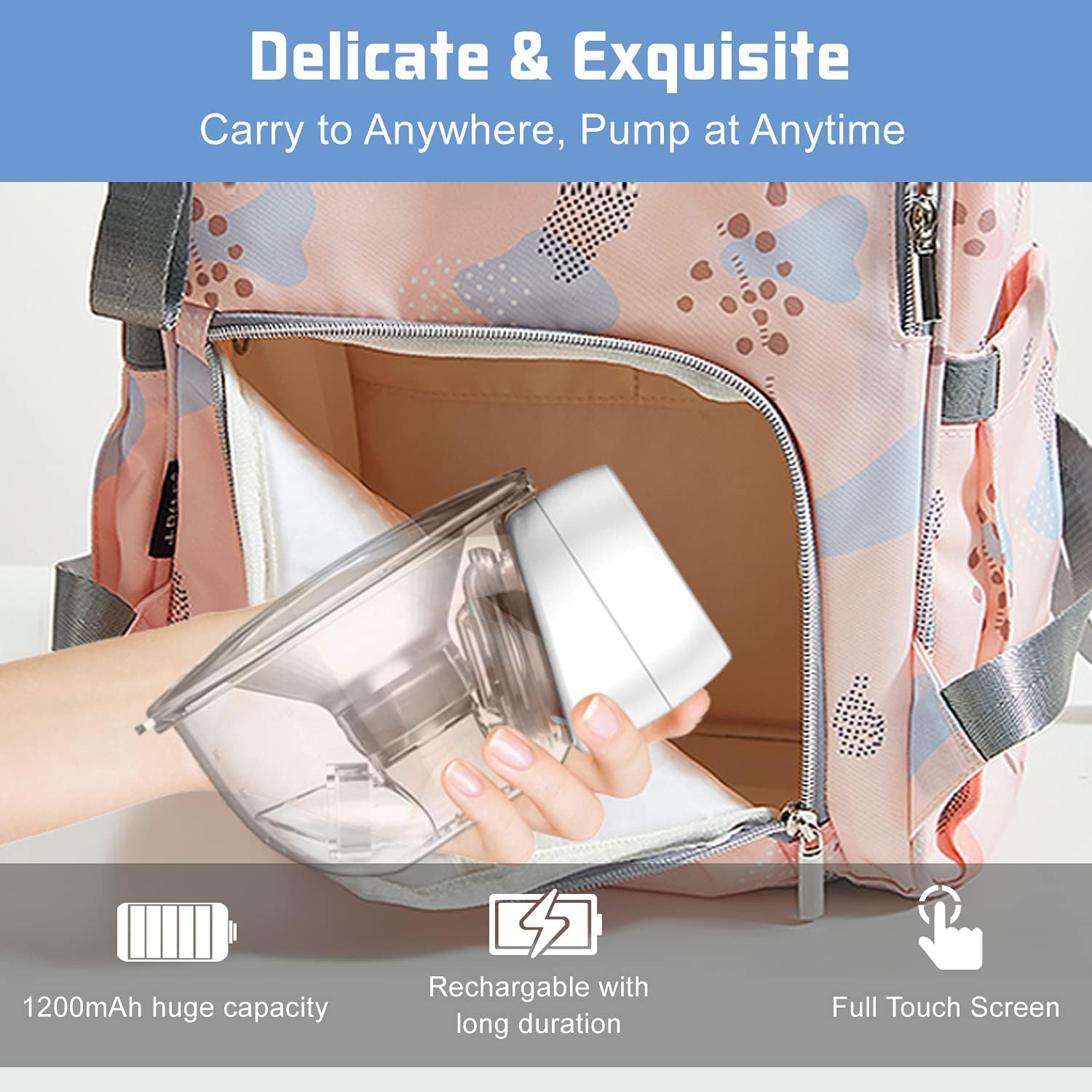 Extractor de leche manos libres, extractores de leche portátiles para lactancia, bomba eléctrica portátil inalámbrica con 3 modos y 9 niveles, brida
