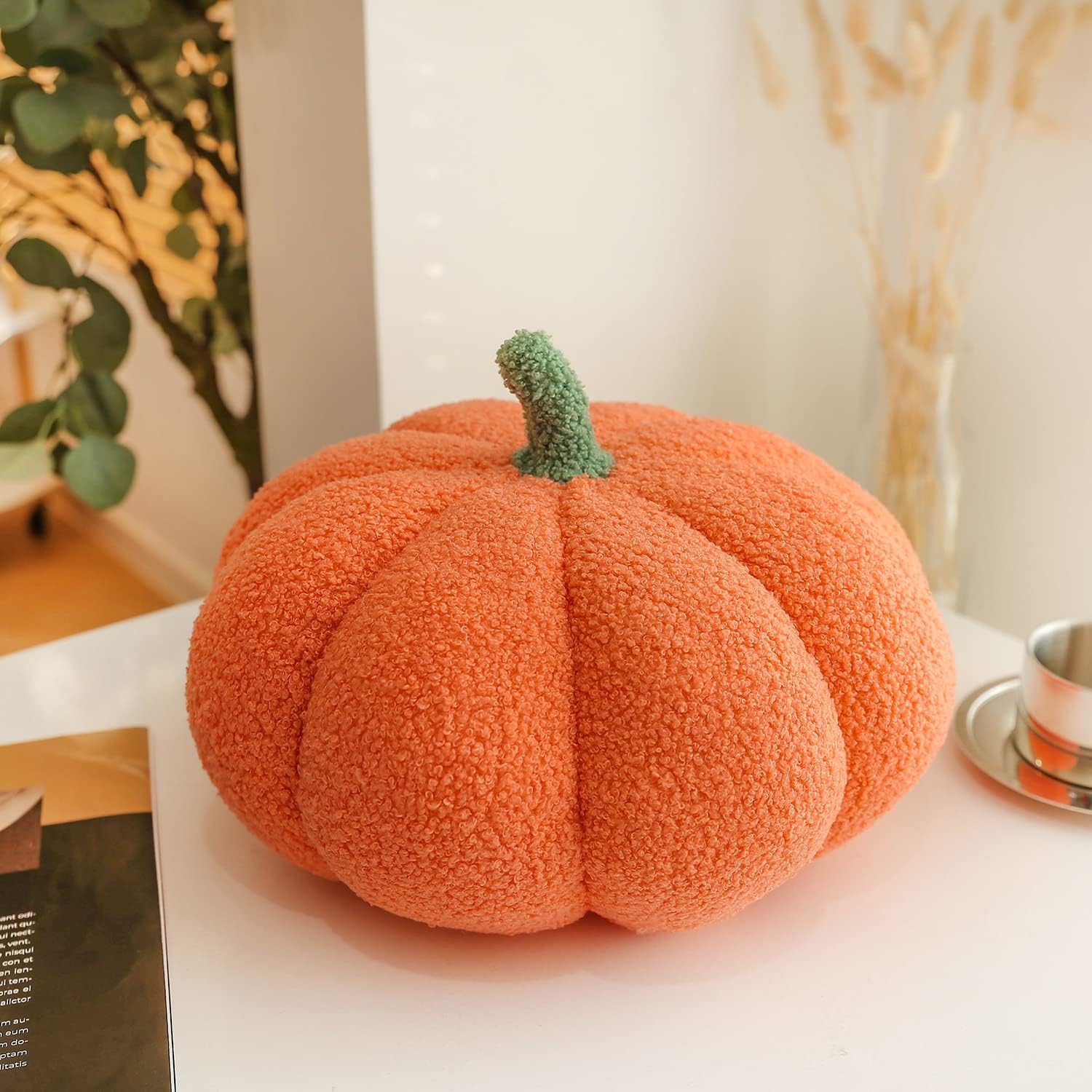 Juguete de peluche esponjoso de calabaza de Halloween, almohada de calabaza, almohada decorativa en forma 3D de Acción de Gracias, suave y linda,