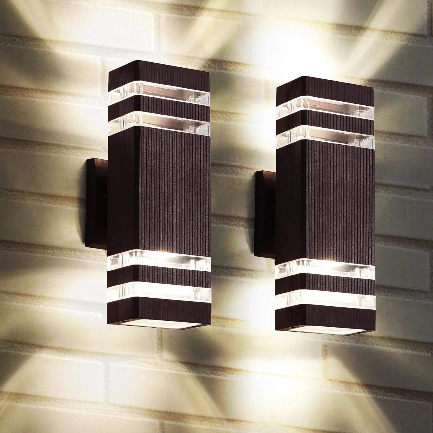 Luces de pared para exteriores, luces exteriores para casa, color marrón, modernas, para garaje, montaje en pared, para porche, puerta delantera,