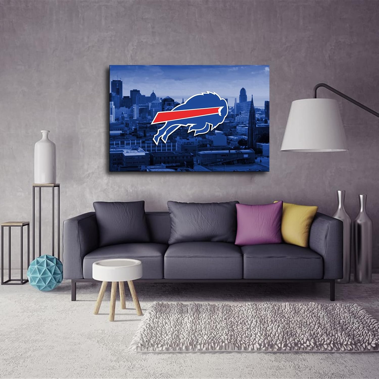Buffalo City Póster de fútbol americano con texto en inglés “Bills” de fútbol americano, para decoración de pared, arte de sala de estar, póster