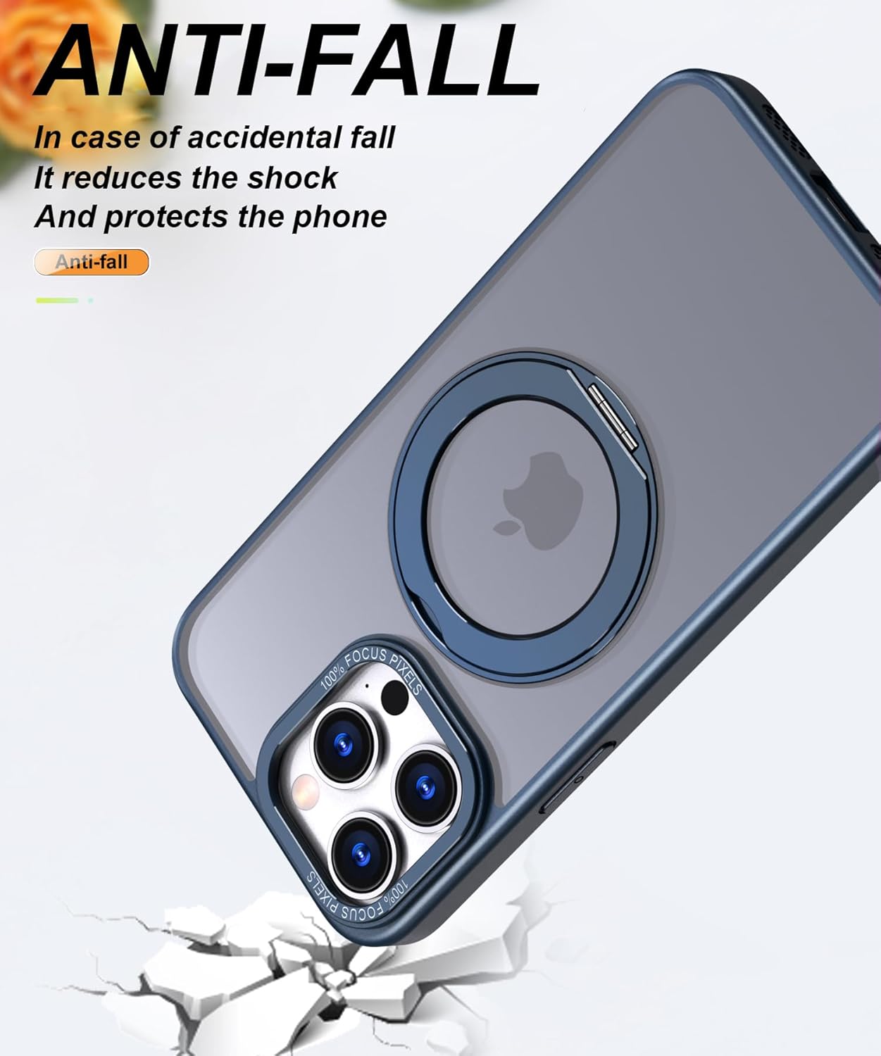 Kakabin Funda magnética para iPhone 13 Pro Max compatible con Magsafe, grado militar, a prueba de golpes, mate, delgada, con soporte de anillo