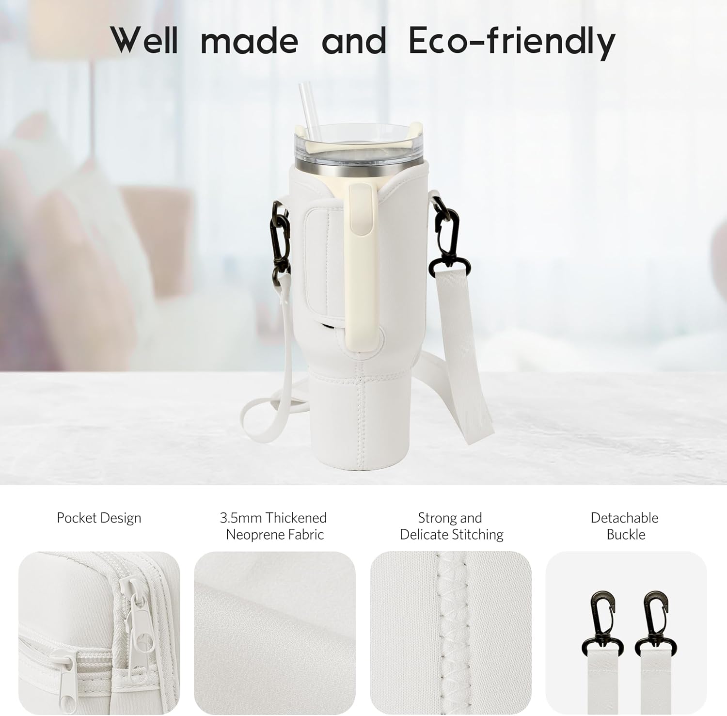 Onite Stanley – Soporte para botella de agua, accesorios para portavasos, bolsa con correa para el hombro para vaso de 3040 onzas con asa, para