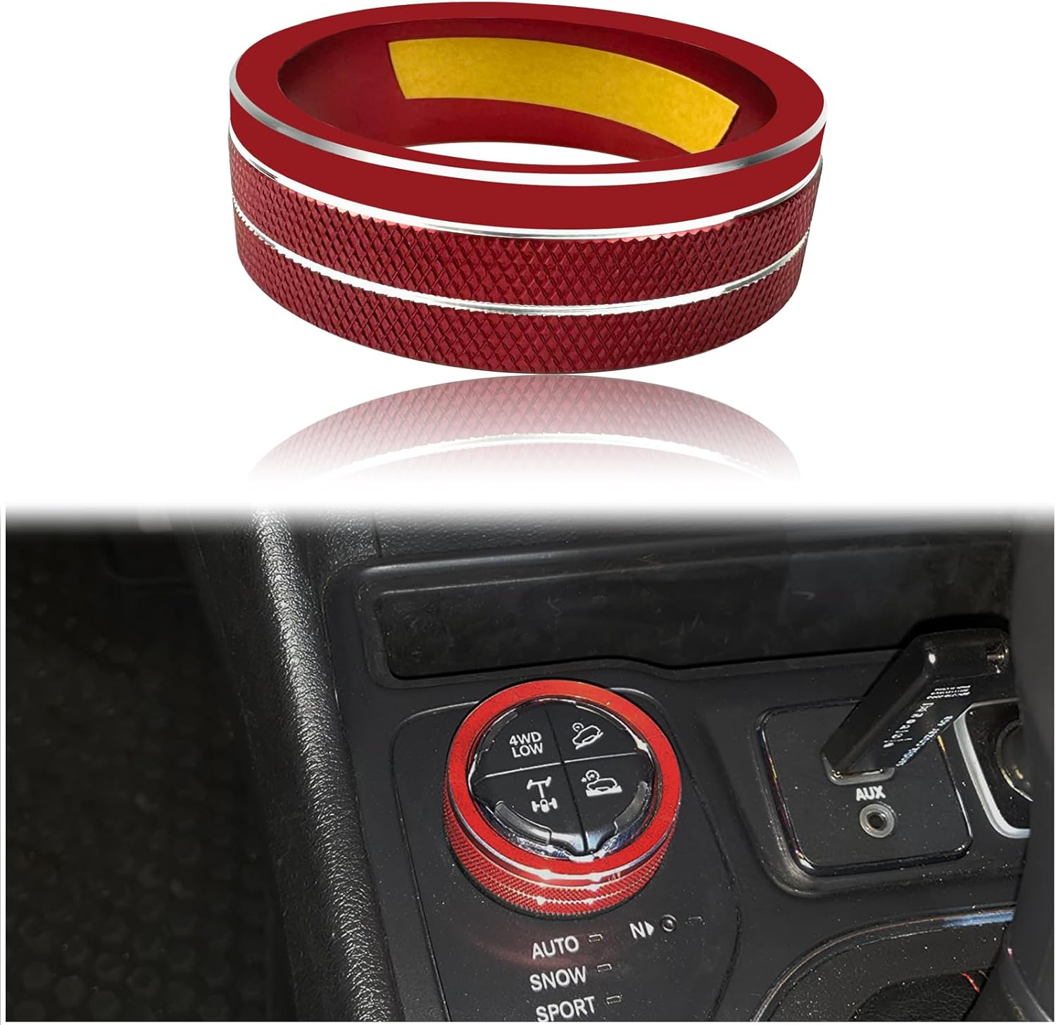 KEEGTBOX Cubierta de botón de la perilla del interruptor de control de la consola central 4WD, compatible con Jeep Renegade Cherokee Compass SUV