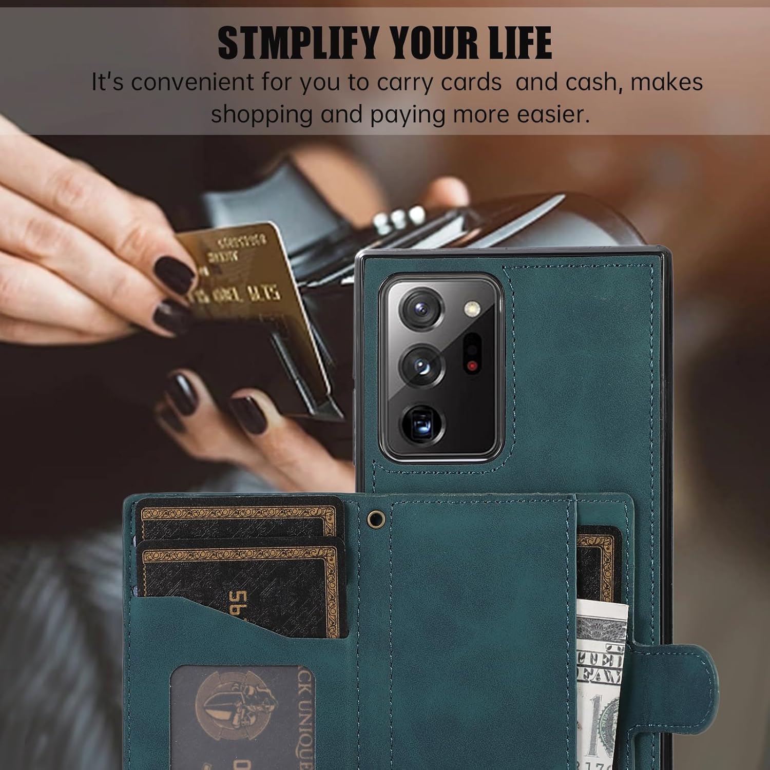 Asuwish Funda para teléfono Samsung Galaxy Note 20 Ultra 5G con protector de pantalla de vidrio templado, correa cruzada, tarjetero para celular