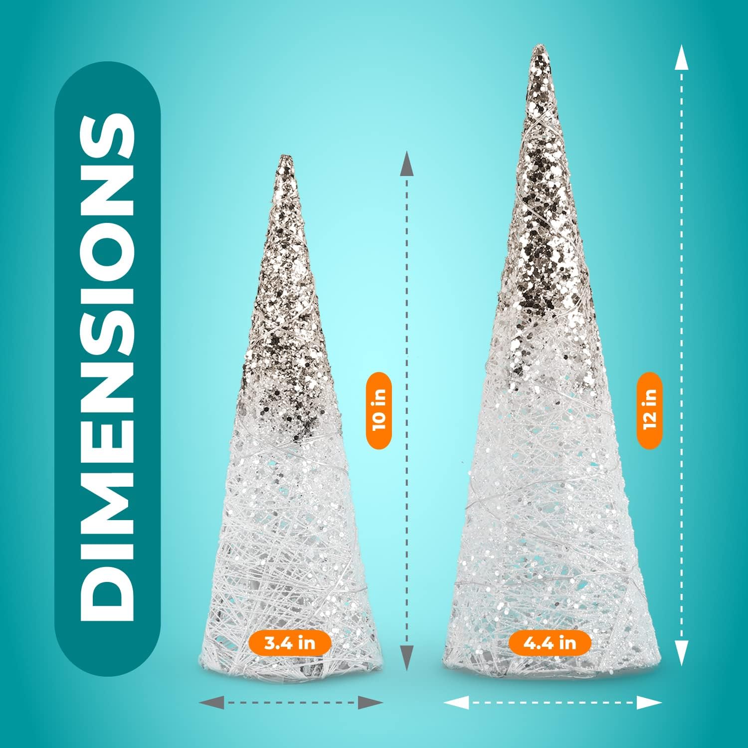 2 decoraciones de mesa de Navidad iluminadas con purpurina, funciona con pilas, con forma de árbol de Navidad LED, decoración navideña para