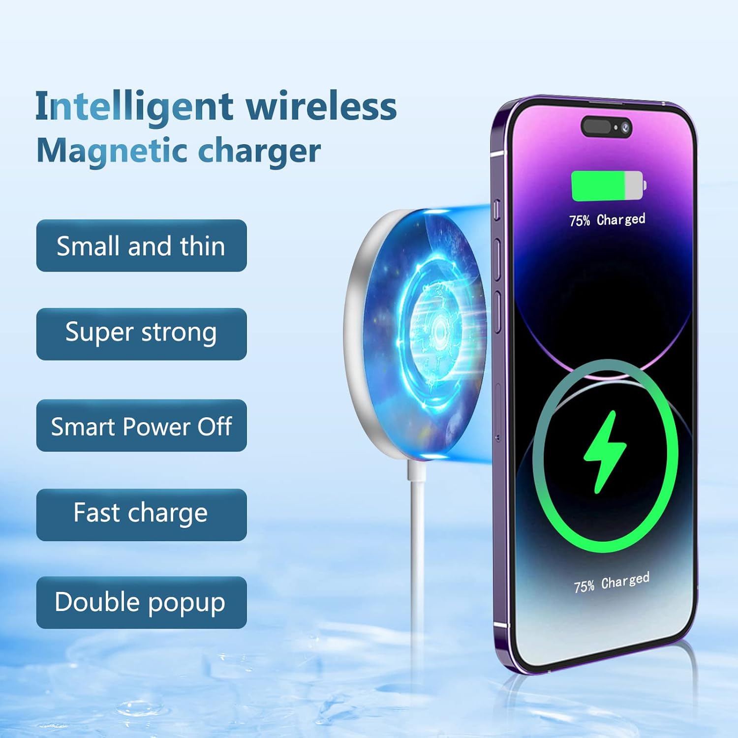 YUN CHUANG Cargador inalámbrico para teléfono celular, aleación de aluminio de carga rápida magnética de 15 W, giroscopio giratorioprotección de