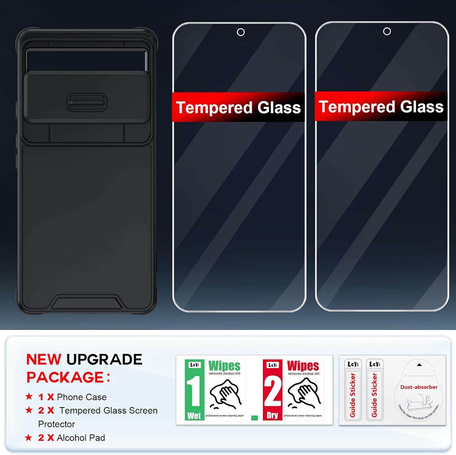 LeYi Funda para Pixel 6A (2022) Funda para teléfono Google Pixel 6A con cubierta deslizante para cámara y 2 protectores de pantalla de vidrio