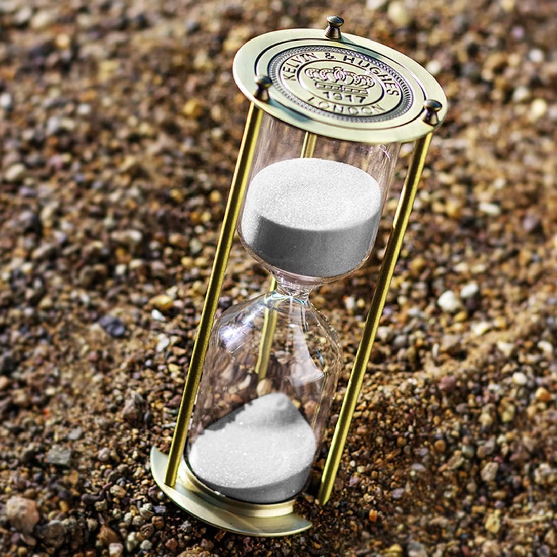 Temporizador de arena vintage de 1 minuto, reloj de arena de 5.1 pulgadas, reloj de arena de latón antiguo de 1 minuto, reloj antiguo de arena de 1