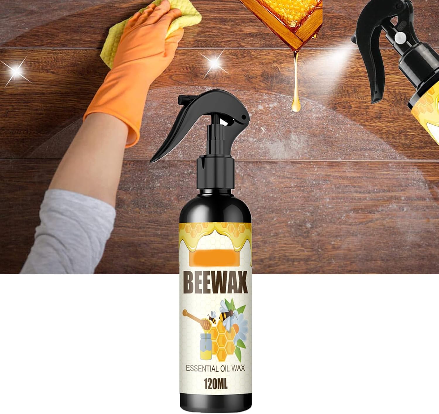 Spray de cera de abeja micromolecularizada natural, cera de abejas para muebles, esmalte original de cera de abejas, limpiador en aerosol de cera de