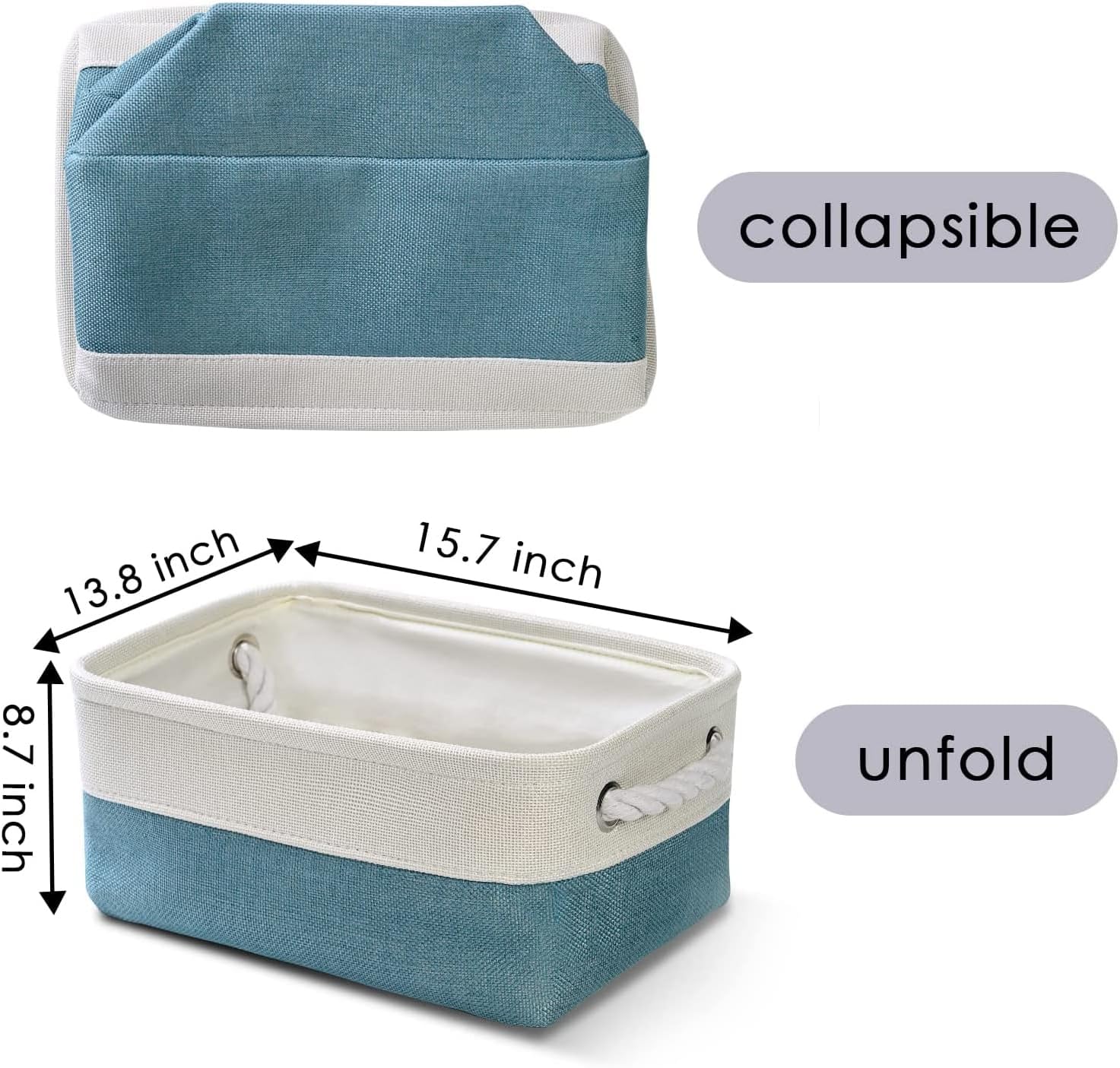 Cesta de organización y almacenamiento vacía para regalos, 12 x 8 x 5.2 pulgadas, paquete de 6 canastas de almacenamiento plegables para organizar,