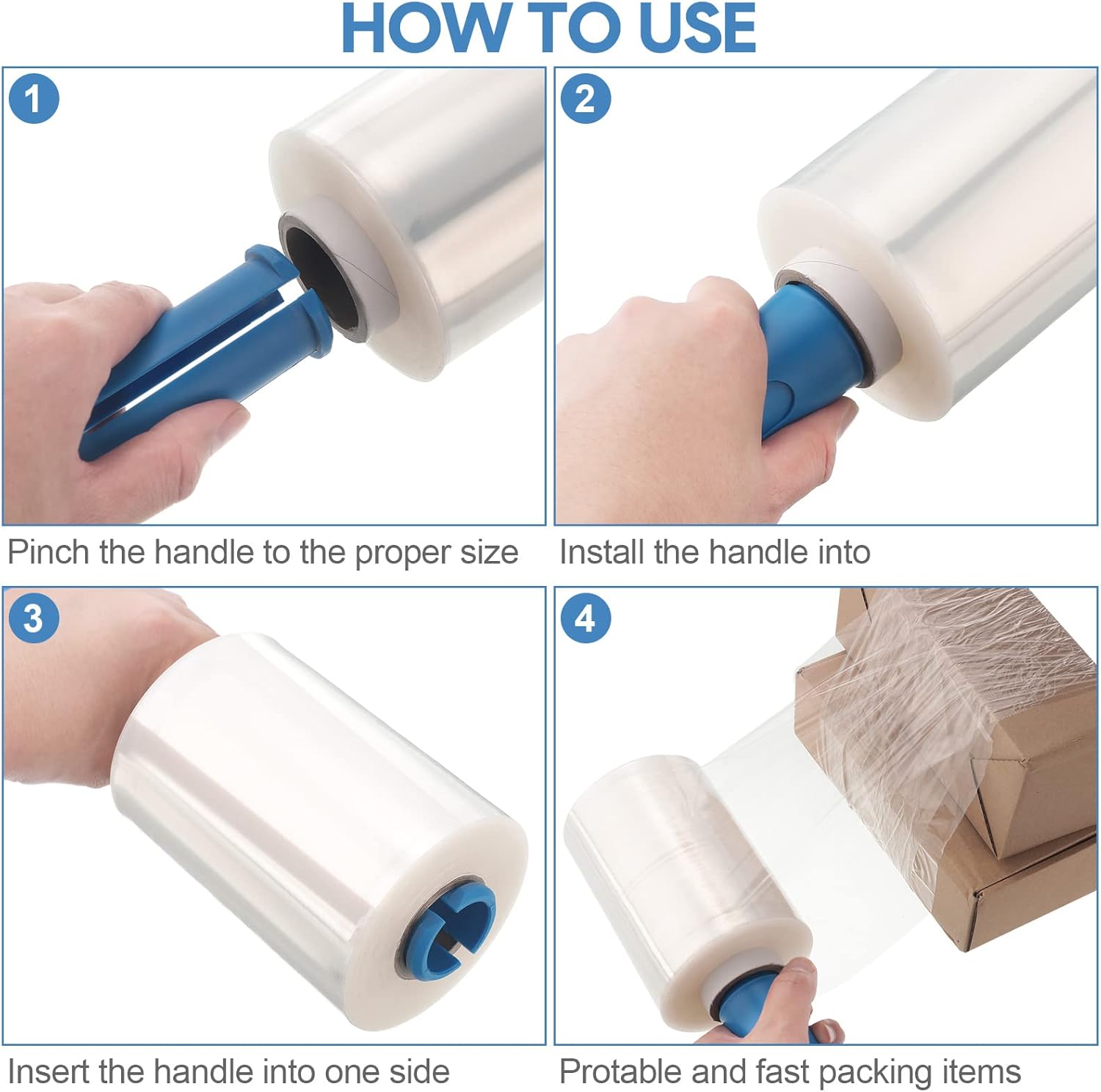 16 unidades de suministros elásticos para mudanzas, rollo de plástico de 5 x 1000 pies con 2 asas, película retráctil transparente, envoltura