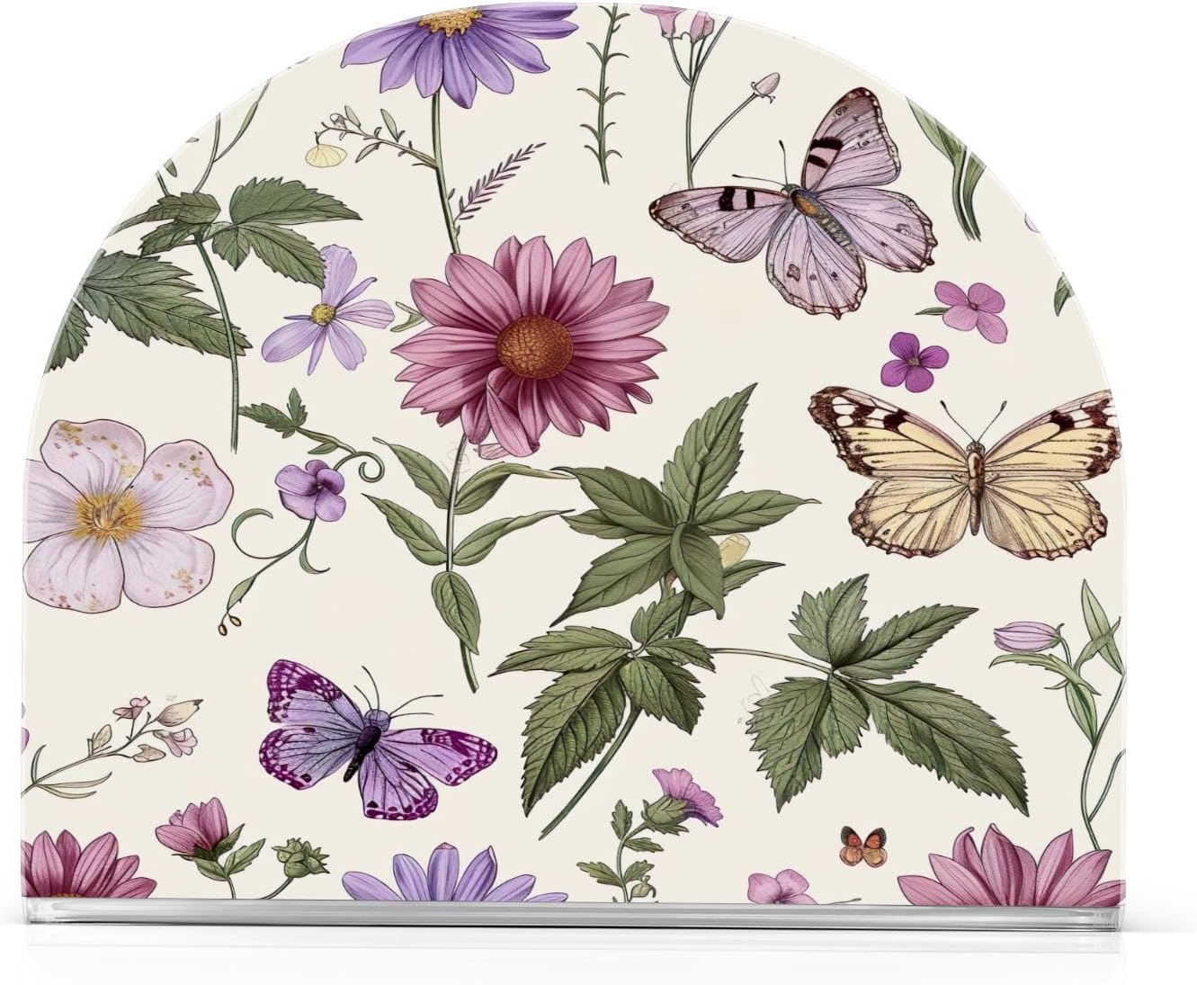 Flower Butterfly Napkin Holder for Paper Napkins, Acrylic Upright Holder for Table, Tissue Dispenser for Farmhouse Kitchen Home Decor