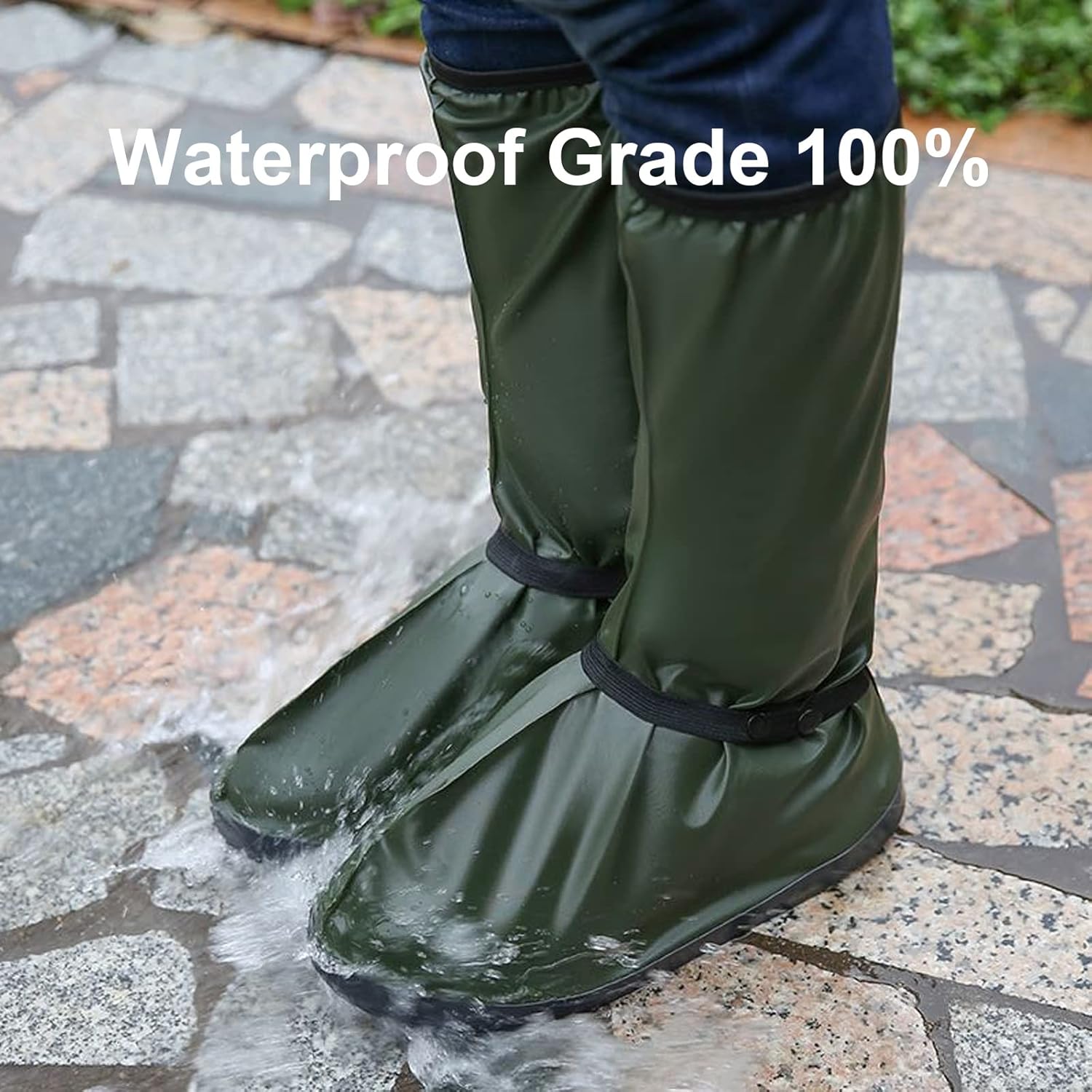 Fundas impermeables para zapatos, reutilizables y plegables, con cremallera, antideslizantes, reflectores, equipo de lluvia para hombres y mujeres,