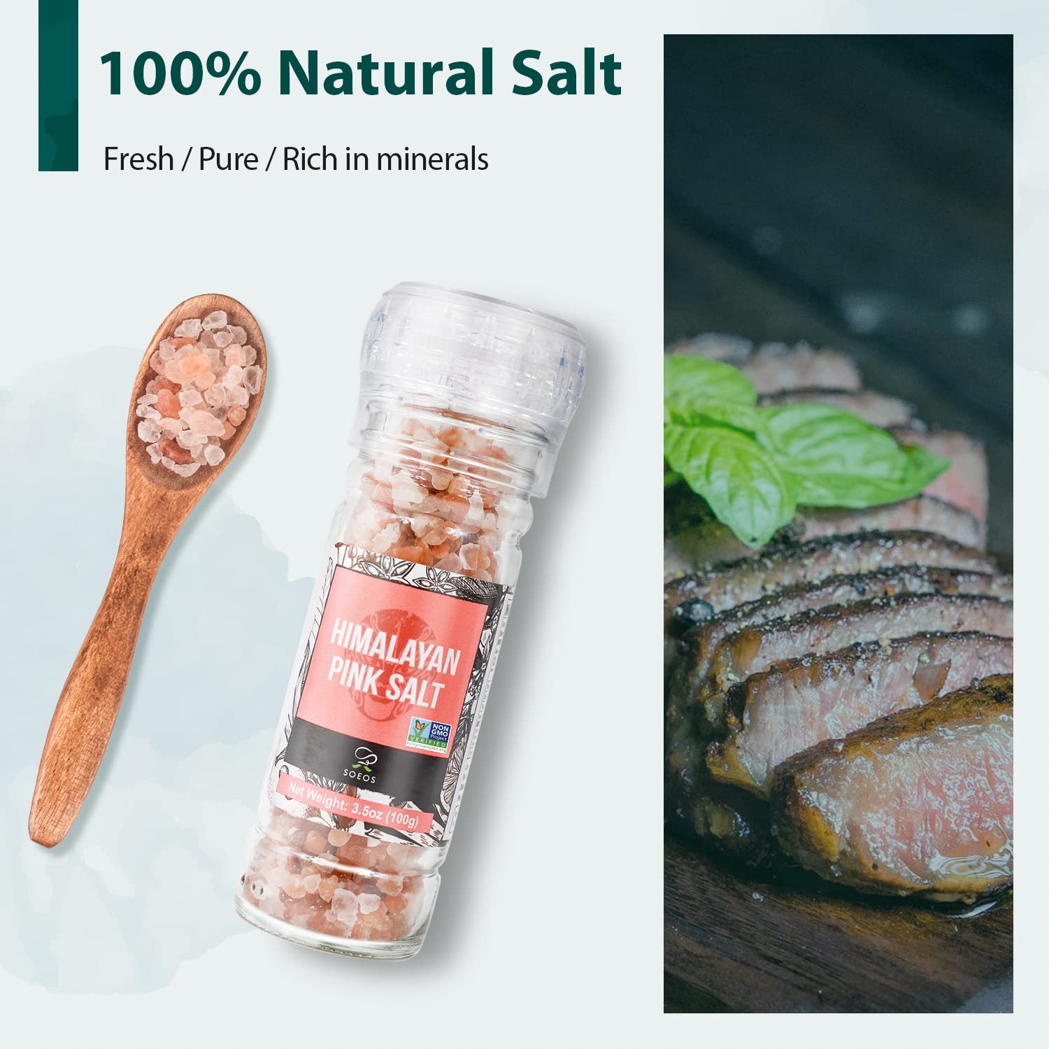 Soeos Granos de pimienta negra + sal marina blanca + granos de pimienta arcoíris + sal rosa, 10.6 oz (300.50 g), juego de sal y pimienta, juego de