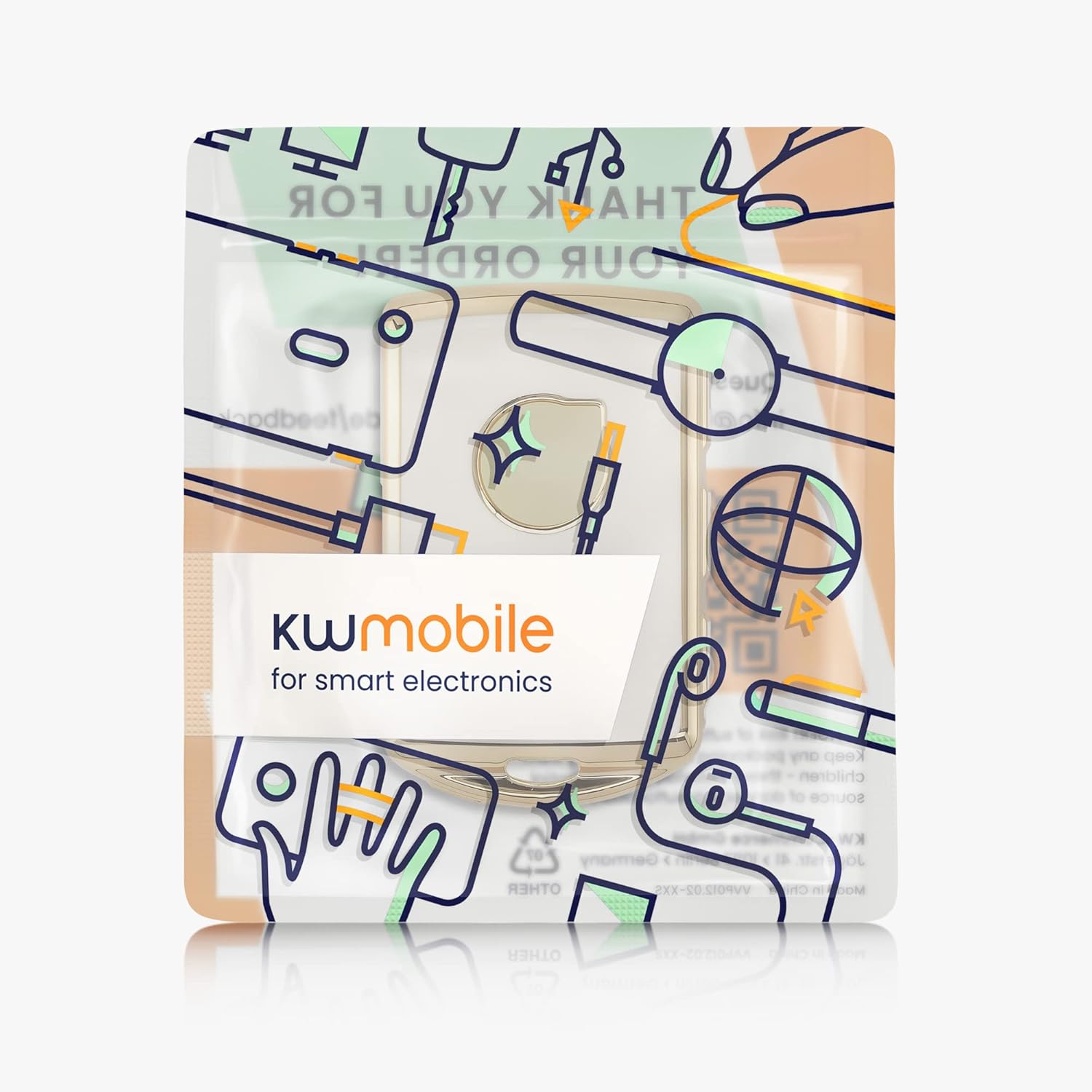 kwmobile Funda para llave compatible con Volvo 4-Tasten Autoschlüssel Go Keyless Go – Funda protectora para llave de coche, color blanco y dorado