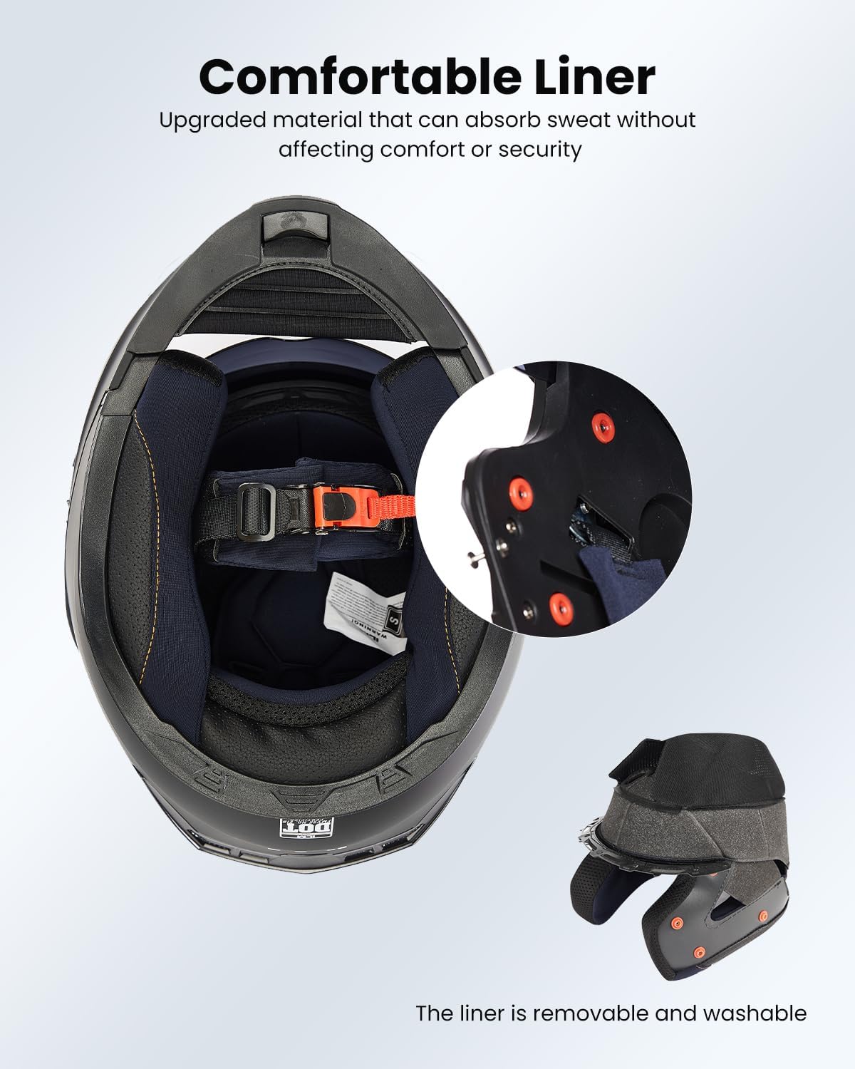 ILM Casco modular de cara completa para motocicleta, para adultos, doble visera, luz trasera LED, opcional DOT