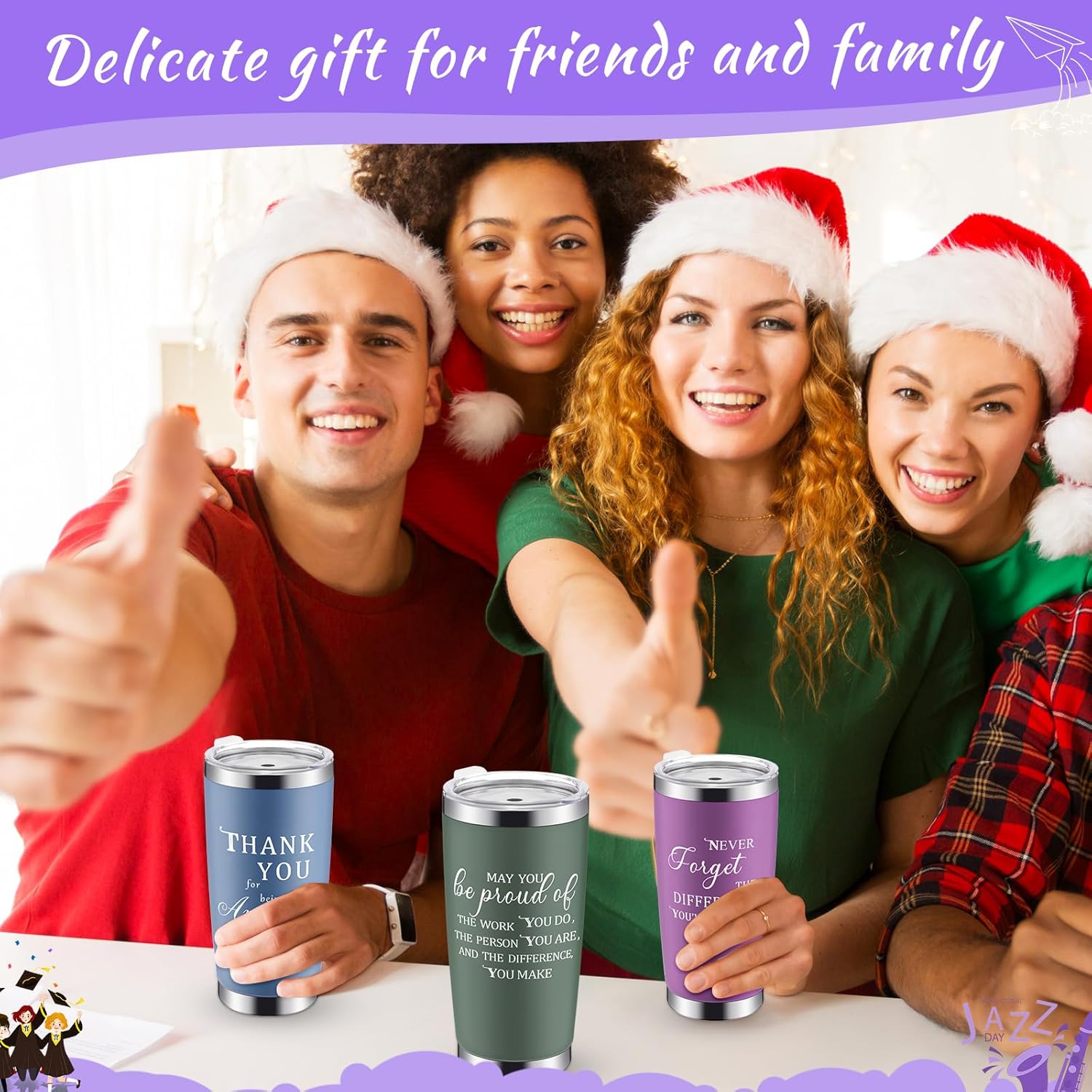 Paquete de 6 vasos de viaje de acero inoxidable con aislamiento al vacío de 20 onzas, regalo de agradecimiento a los empleados, regalo de