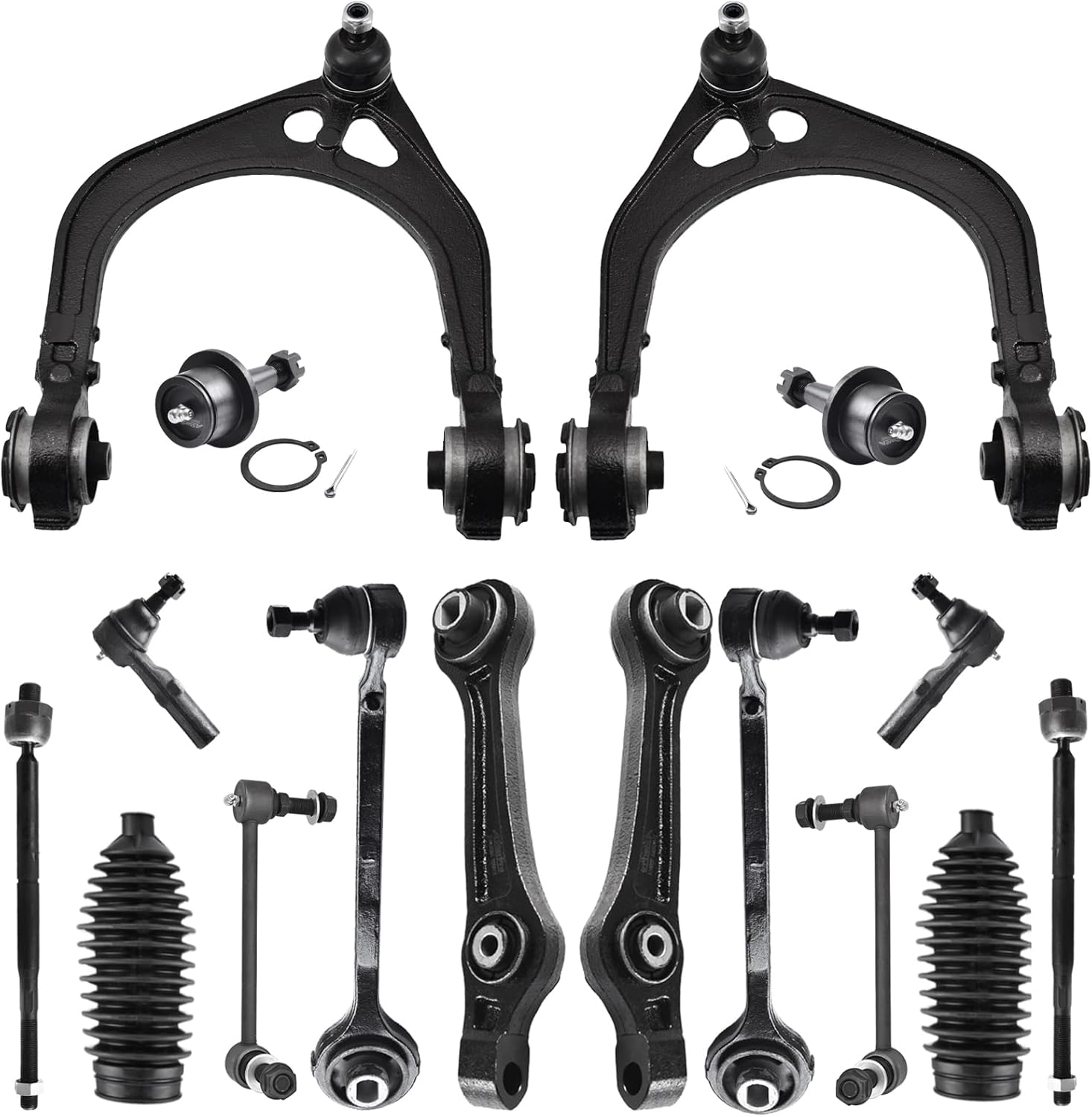 ASTARPRO – Kit de suspensión de 16 piezas brazos de control delanteros superiores e inferiores y rótulasextremo de barra de acoplamiento interior y