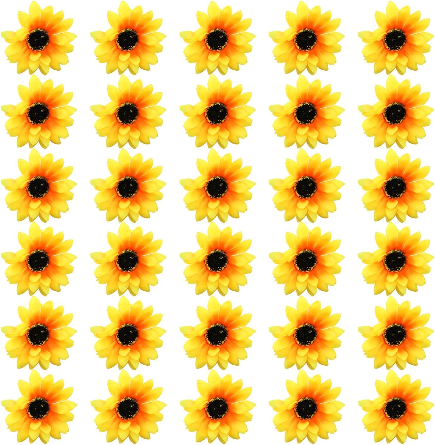 30 accesorios de flores artificiales de girasol, diámetro de 3.7 in, decoraciones de seda hechas a mano para árbol de Navidad, manualidades, hogar,
