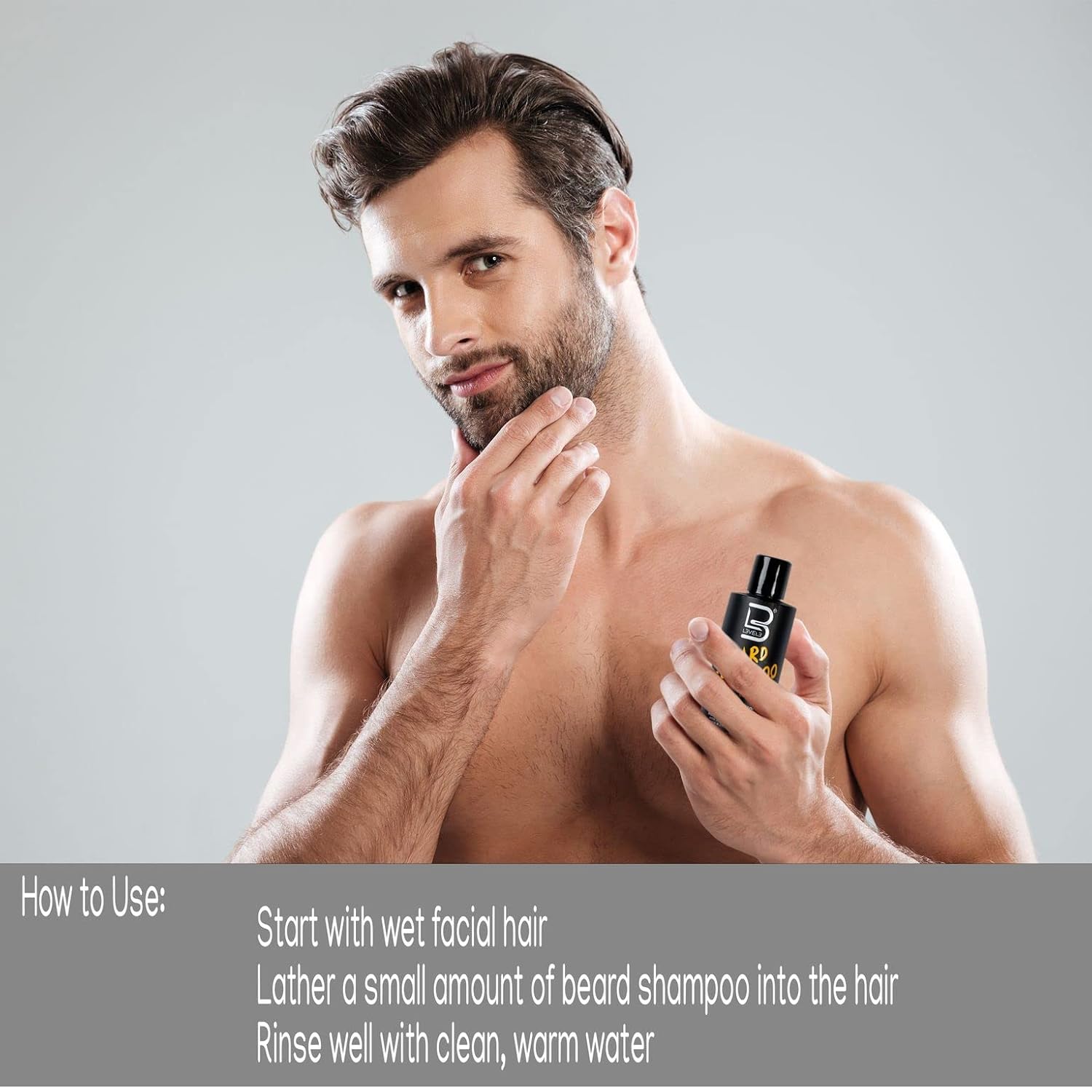 L3 Champú para barba Level 3 – Limpia y nutre tu vello facial – Suaviza y doma las barbas encrespadas