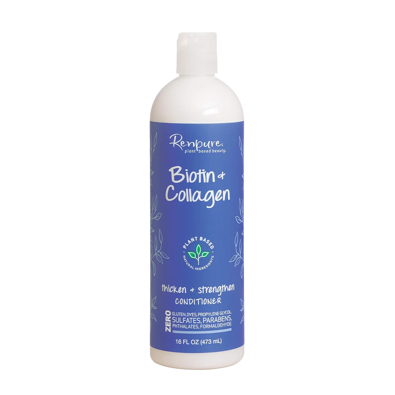 Renpure Biotina y colágeno de belleza a base de plantas para espesar + fortalecer acondicionador, 16 onzas líquidas