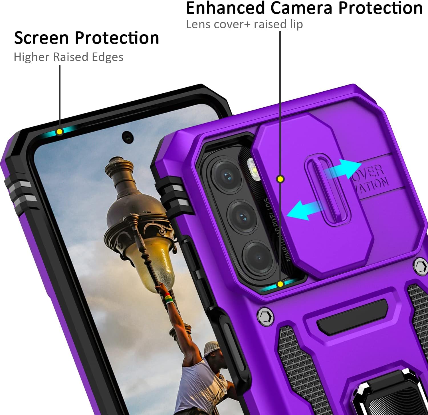 Nvollnoe Funda para Moto G Stylus 5G 2022 con funda deslizante para cámara de grado militar, resistente a prueba de caídas, duradera, resistente,