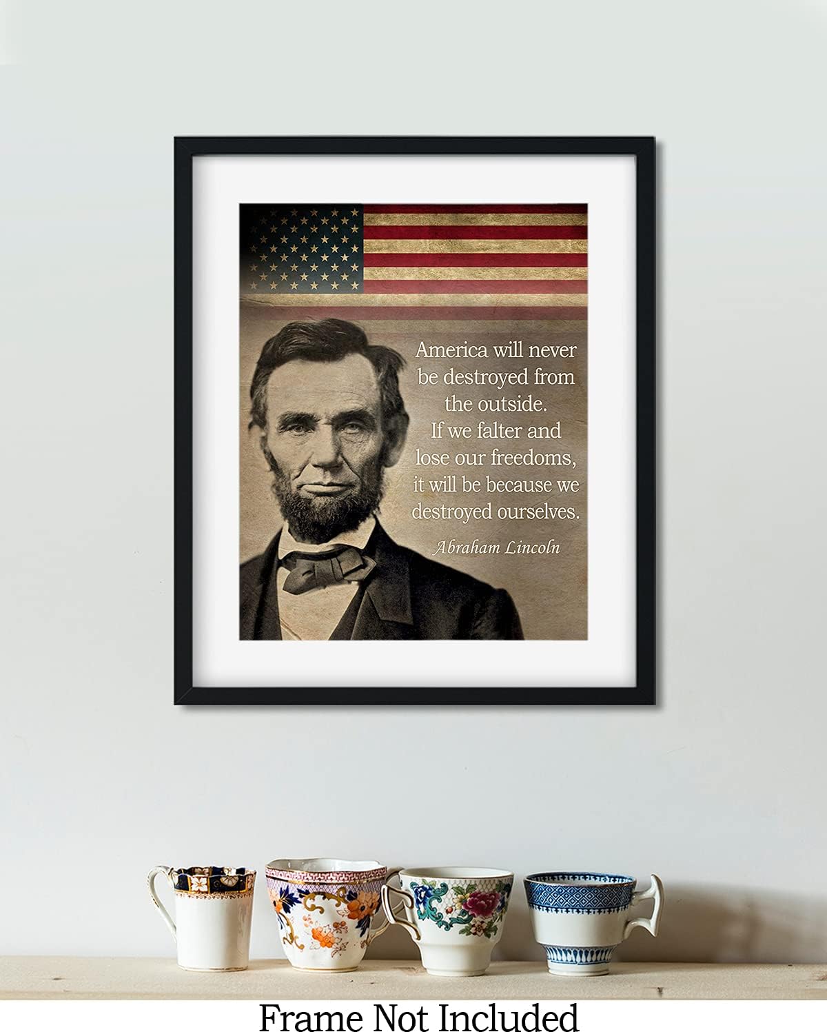 Govivo Cita histórica de Abraham Lincoln – Impresión artística de decoración de pared del presidente patriótico estadounidense – ilustraciones sin