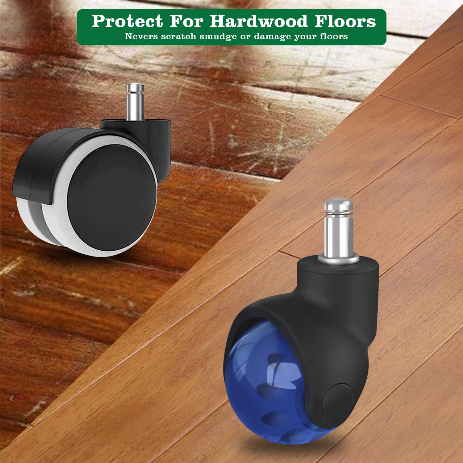 Ruedas de repuesto para silla de oficina, ruedas de goma de 2 pulgadas para alfombras de piso de madera, juego de 5, ruedas resistentes para sillas