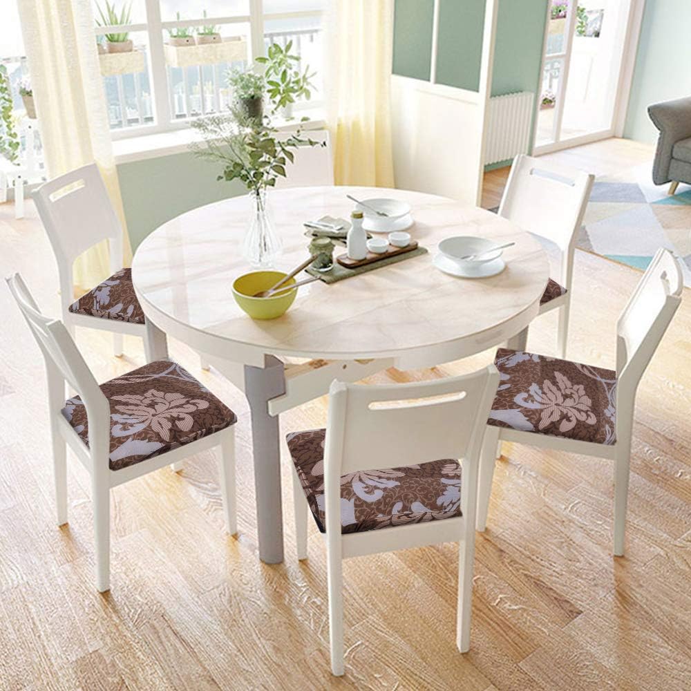 SearchI Cover Products – Paquete de 4, fundas de asiento para sillas de comedor, fundas de asiento elásticas impresas para sillas, juego de 4,