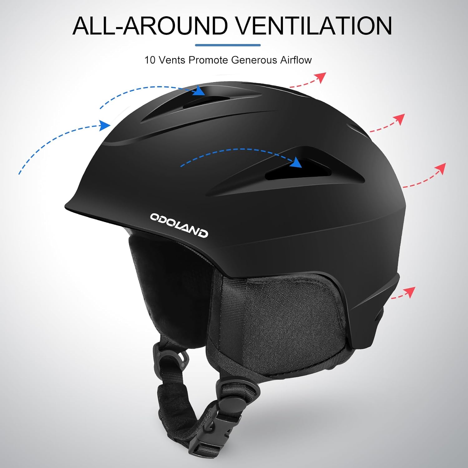 Odoland Casco de snowboard, casco de esquí con gafas de esquí para adultos, carcasa de policarbonato duradera y espuma EPS, cascos de nieve de