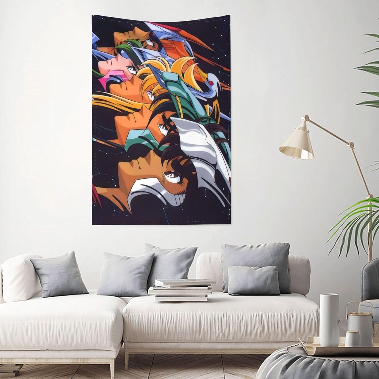 Tapiz de Saint Seiya, para dormitorio, sala de estar, arte para el hogar, franela suave, decoración para colgar, tapiz de 60 x 40 pulgadas