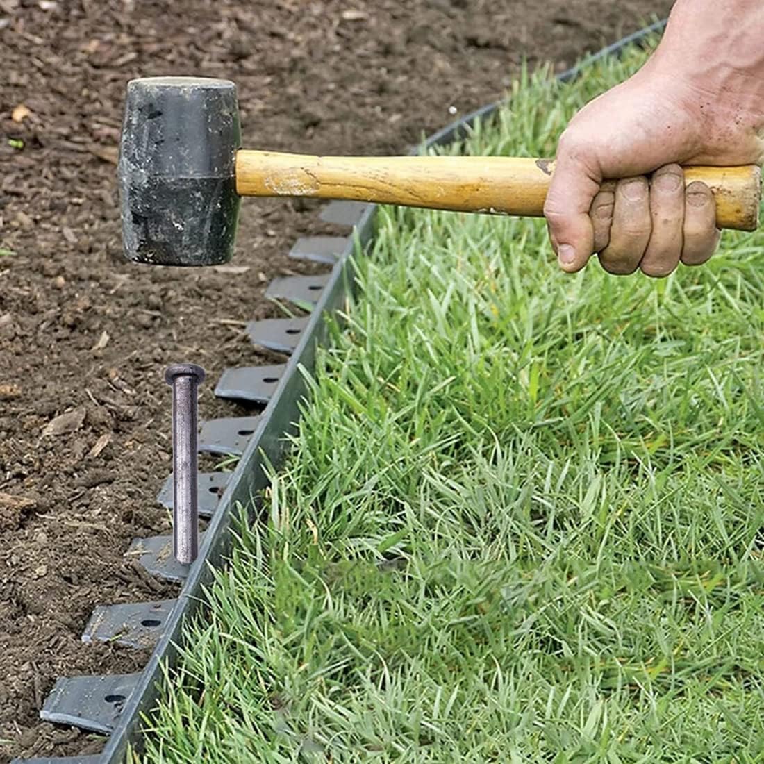 Estacas de metal de 12 pulgadas, 50 púas de jardinería de metal sólido resistente, clavos de anclaje para bordes de pavimentación, barrera de