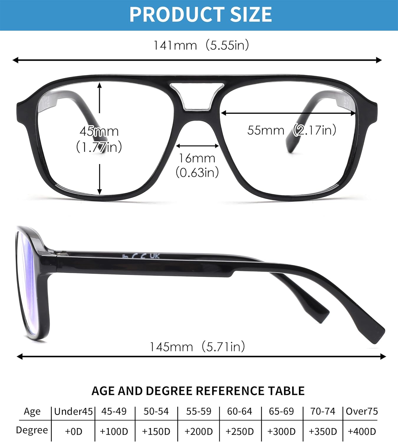 JM Paquete de 3 lentes de lectura de aviador de gran tamaño para mujeres y hombres, retro cuadrados con luz azul para lectura de computadora