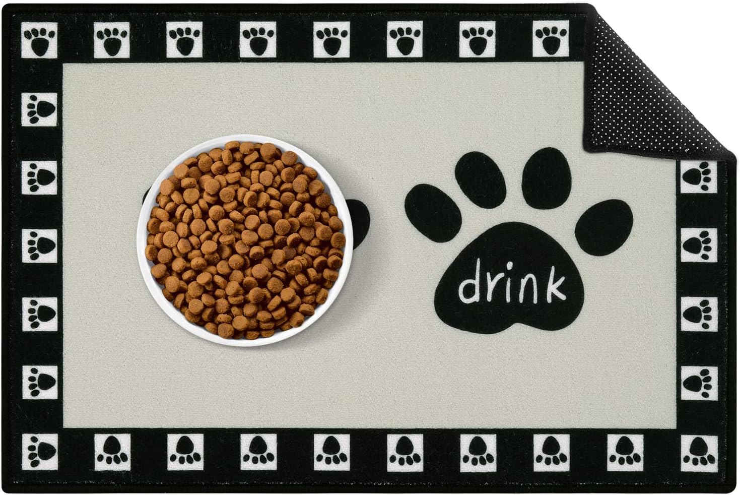 Tapete de comida para perro, absorbente de agua, mantel individual antideslizante para mascotas y agua, fácil de limpiar, lavable a máquina, tapete
