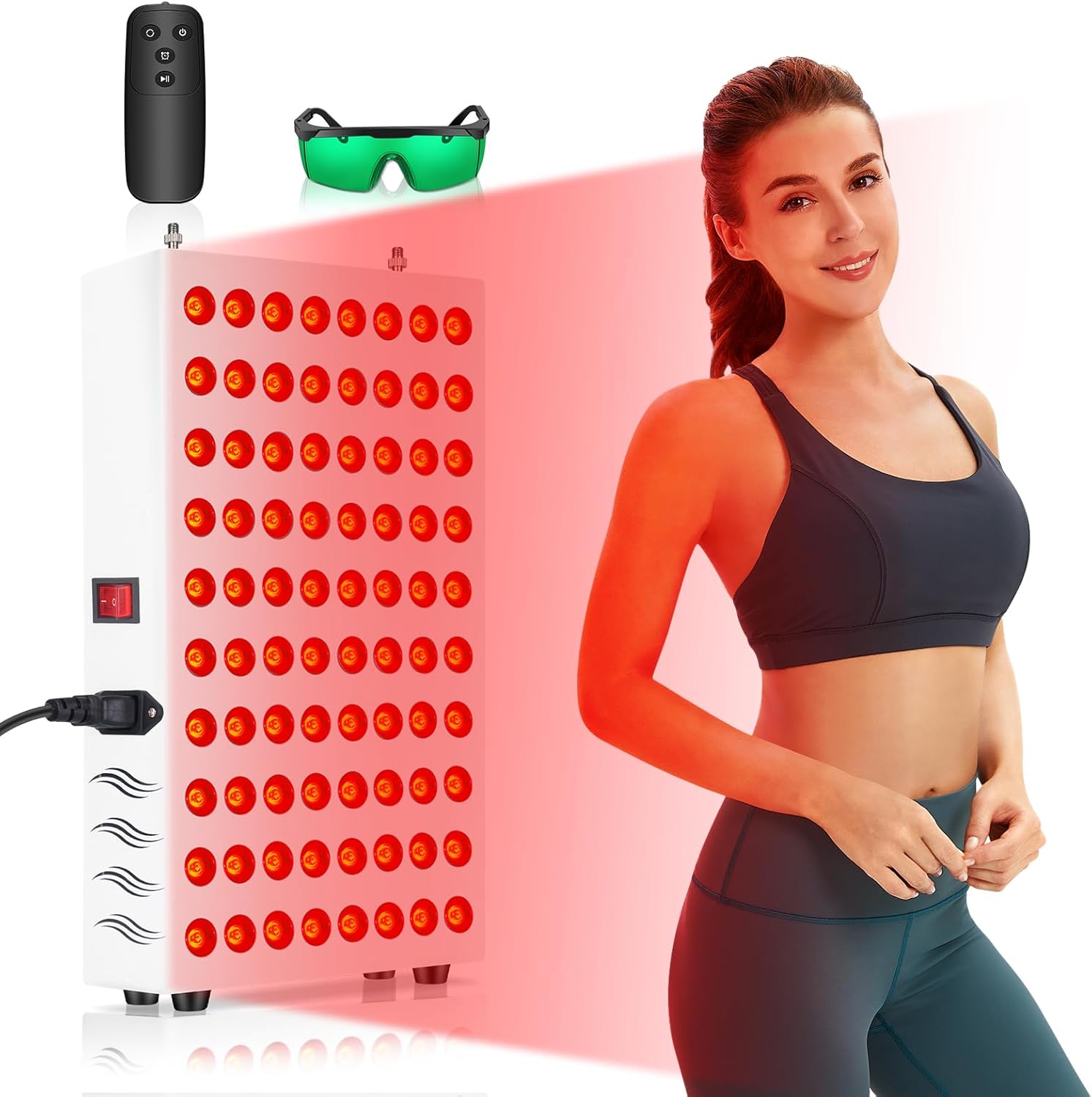 Terapia de luz roja para cara y cuerpo, lámpara de terapia de luz roja yasinaner de 660 nm roja y 850 nm de luz infrarroja cercana, dispositivo de