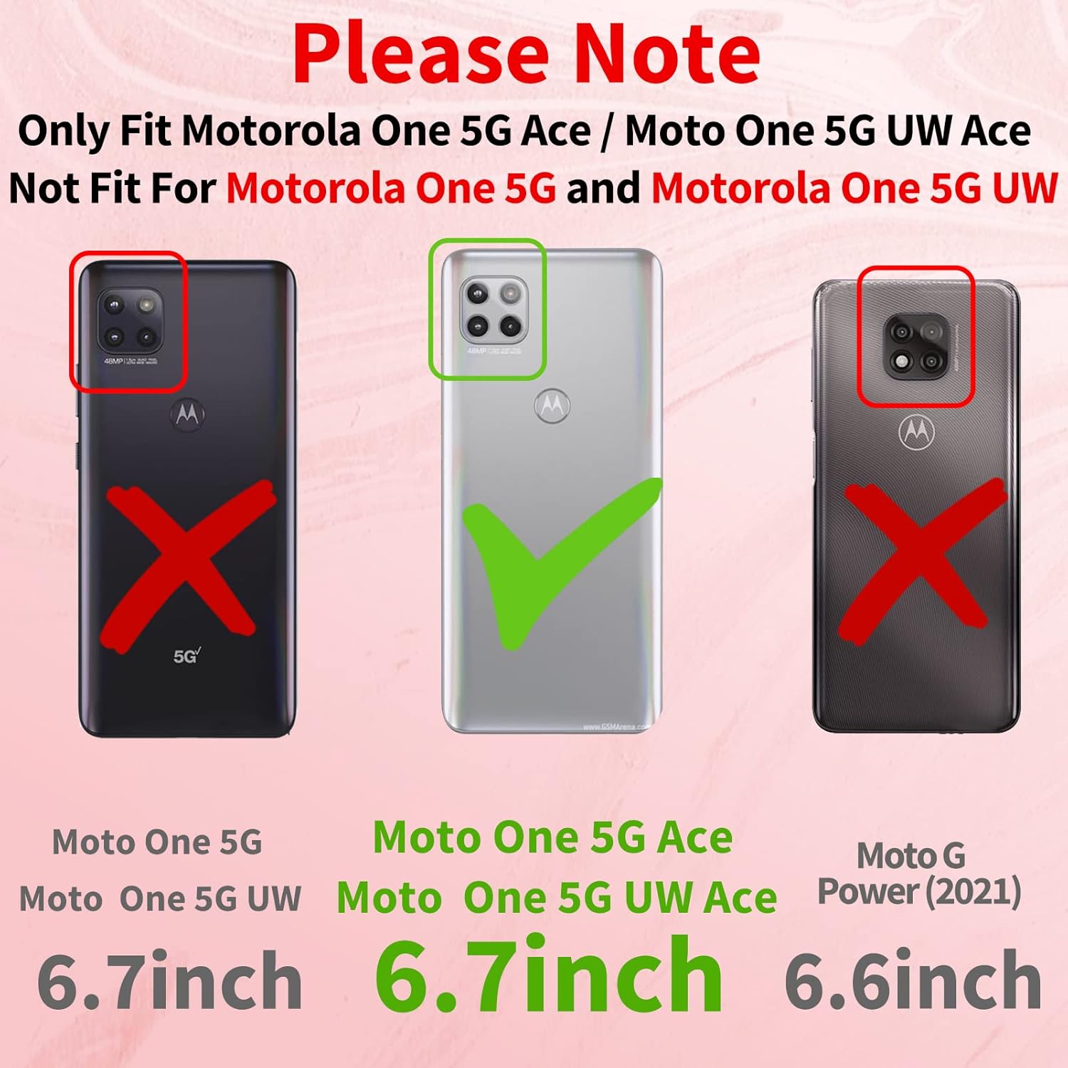 Shorogyt Funda para teléfono Motorola One 5G Ace 2021 (también para una funda de 5G UW Ace), fundas de chapado en oro con patrón de corazones de