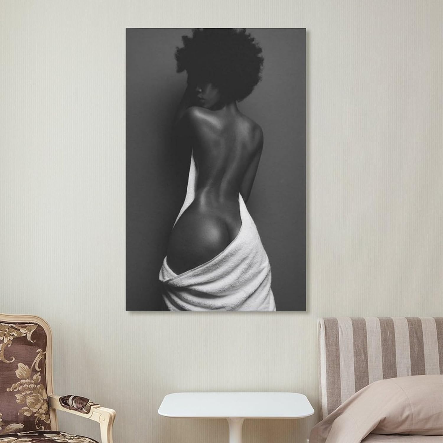 MQISNOHA Póster de arte de pared sexy de mujer negra negra afroamericana, pinturas artísticas en lienzo, decoración de pared, decoración del hogar,