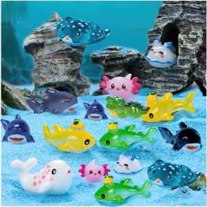 20 mini figuras de océano, mini figuras de resina con temática oceánica, adornos de acuario, pequeños animales de resina de micropaisaje para 20 mini figuras de océano, mini figuras de resina con temática oceánica, adornos de acuario, pequeños animales de resina de micropaisaje para
