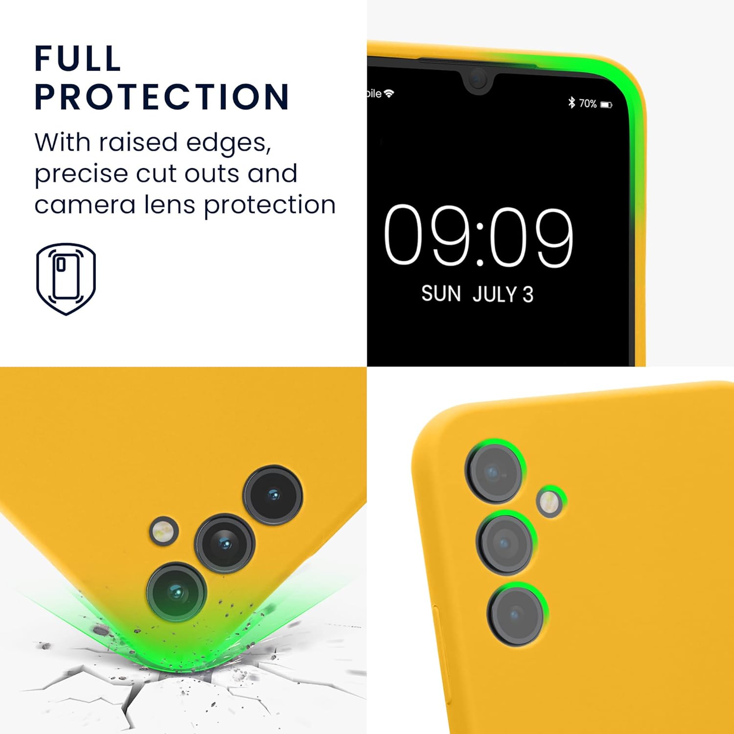 kwmobile Funda compatible con Samsung Galaxy A34 5G – Funda delgada de silicona TPU – Acabado suave al tacto – Amarillo radiante