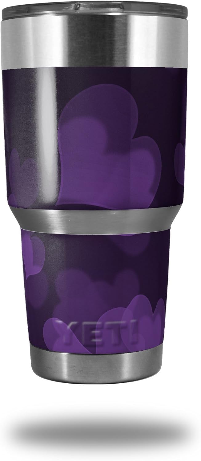 Skin Decal Wrap for Yeti Tumbler Rambler 30 oz Bokeh Hearts Purple (Tumbler NOT Included) by WraptorSkinz
