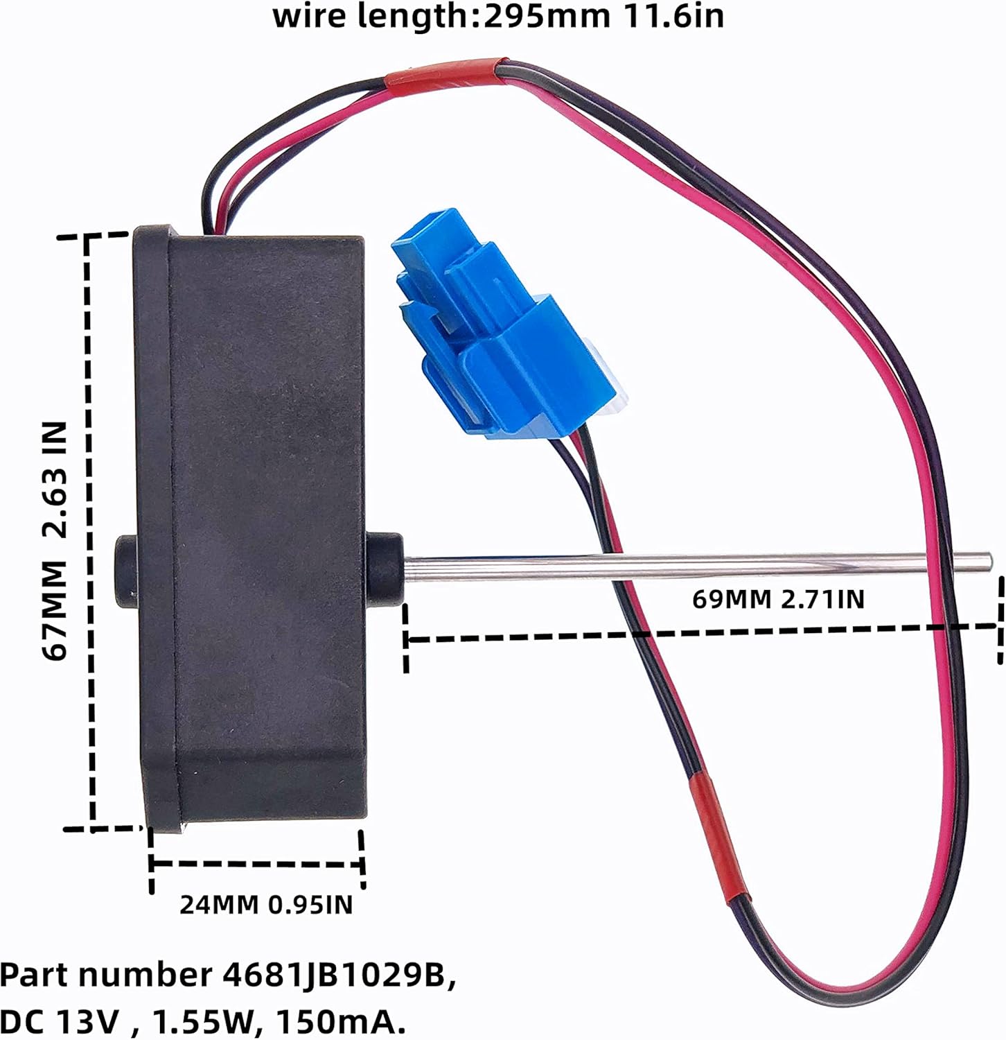 Motor del ventilador del evaporador del refrigerador 4681JB1029B apto para refrigerador LG Kenmore, sustituye a 4681JB1017E 4681JB1027B 1330411