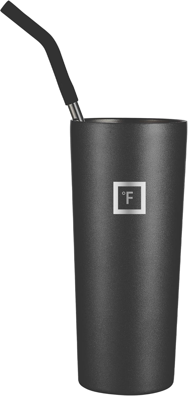 IRON FLASK Pajitas reutilizables, 6 popotes de acero inoxidable o plástico con puntas de silicona flexibles, 3 cepillos de limpieza y estuche de
