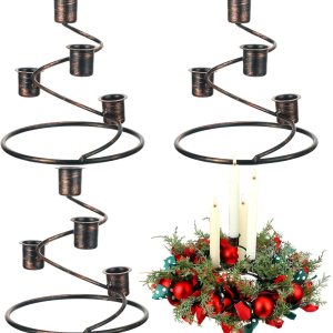 3 piezas de corona de Adviento de Navidad, candelabro rústico de corona de Adviento con estructura en espiral, portavelas de Navidad de metal, 3 piezas de corona de Adviento de Navidad, candelabro rústico de corona de Adviento con estructura en espiral, portavelas de Navidad de metal,