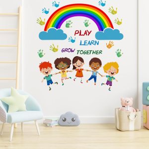 Calcomanías de pared coloridas de arco iris, calcomanías de pared con huellas de mano para niños, murales de pared inspiradores para despegar y Calcomanías de pared coloridas de arco iris, calcomanías de pared con huellas de mano para niños, murales de pared inspiradores para despegar y