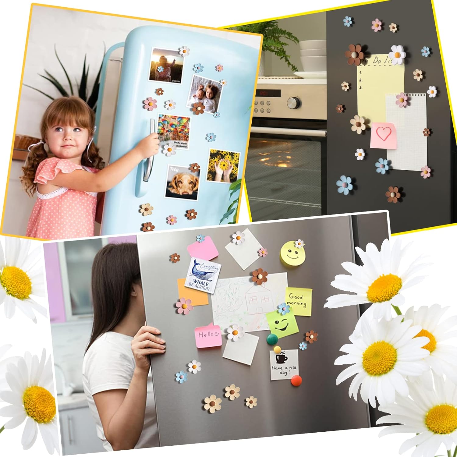 25 imanes de flores para refrigerador, mini imanes para refrigerador, bonitos imanes para casilleros, pizarras blancas, decoración de oficina en casa